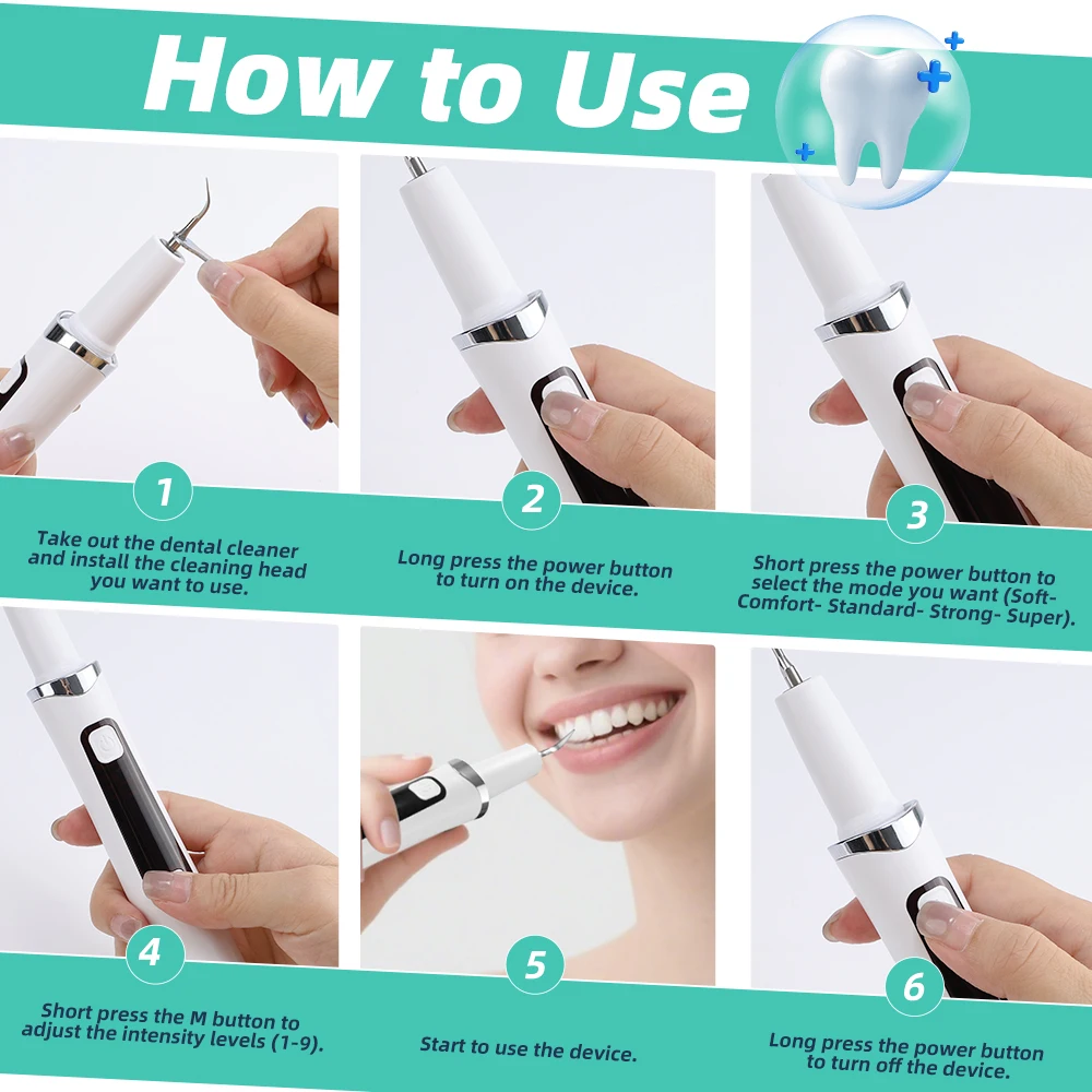 Electric Tooth Polisher 4 Modes Dental Tartar Remover Plaque Stains Cleaning Teeth Whitening Cleaner Tool Calculus Removal