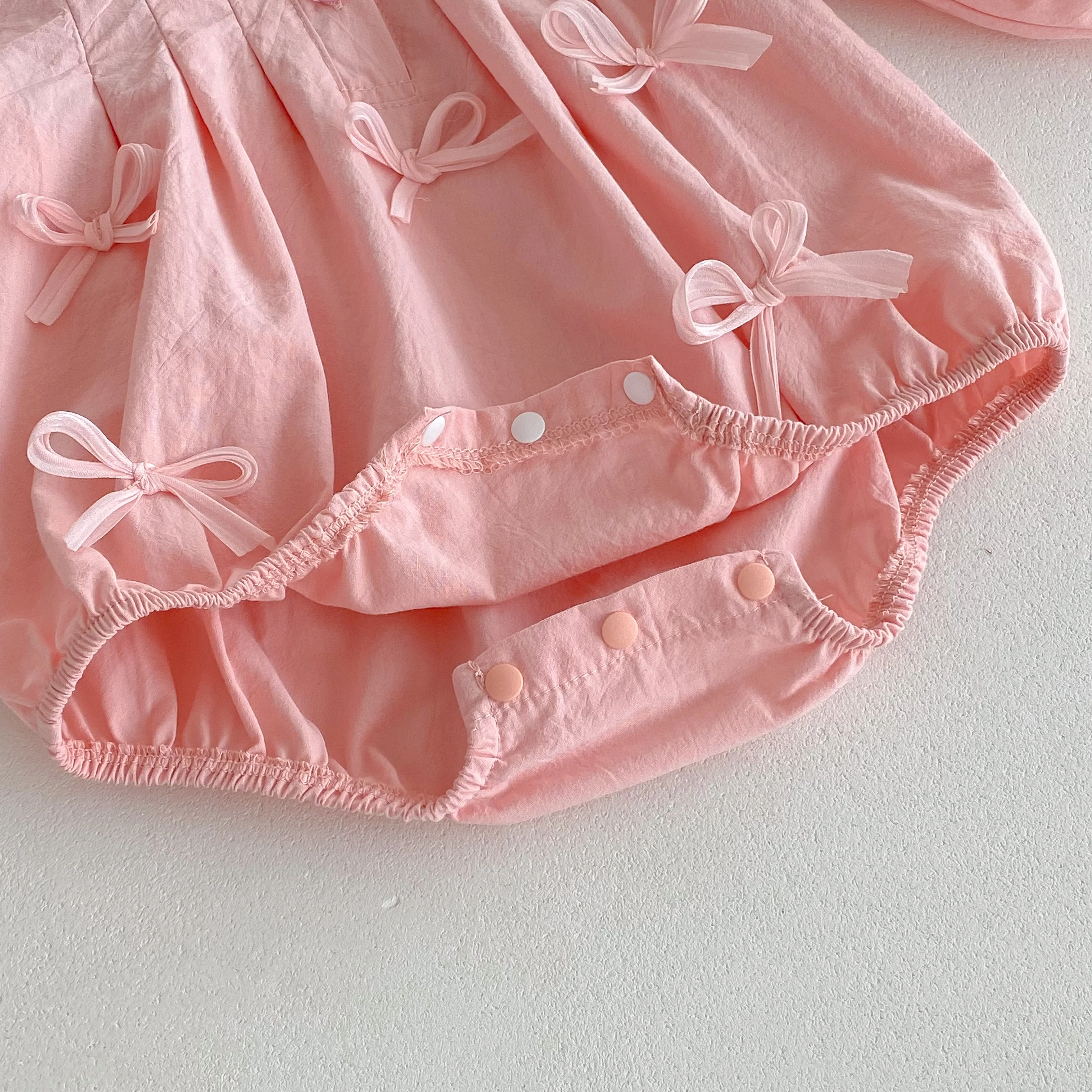 Spring and Autumn baby Girl Cute Bow Long Sleeve Triangle Climbing Suit Princess Onesie Crawling Suit, Suitable for Outdoor