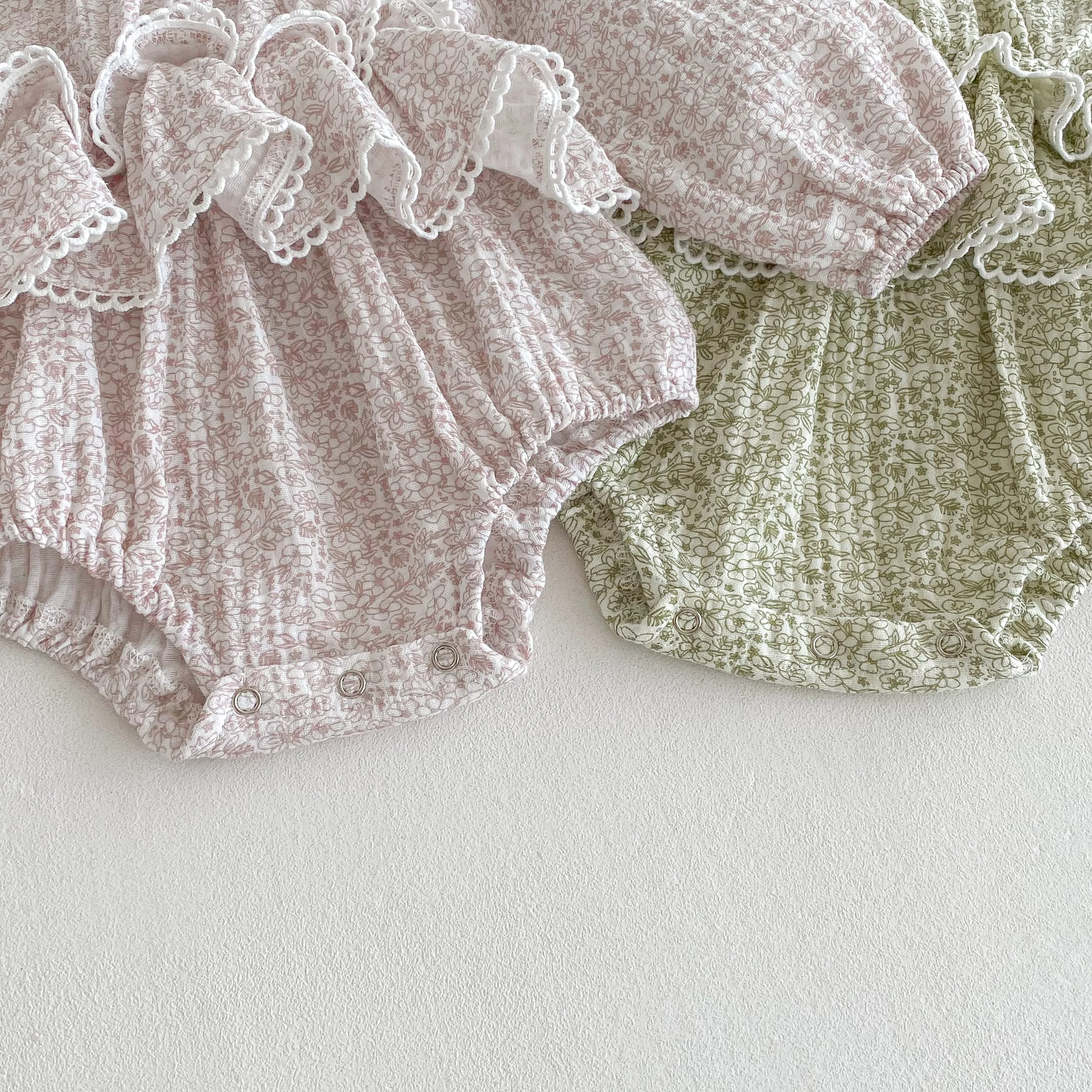 Sweet Newborn Baby Girls Double Layers Lace Romper Cozy Long Sleeve Tulle Baby Tutu Romper Dress for Toddler Girls Clothing 0-2Y