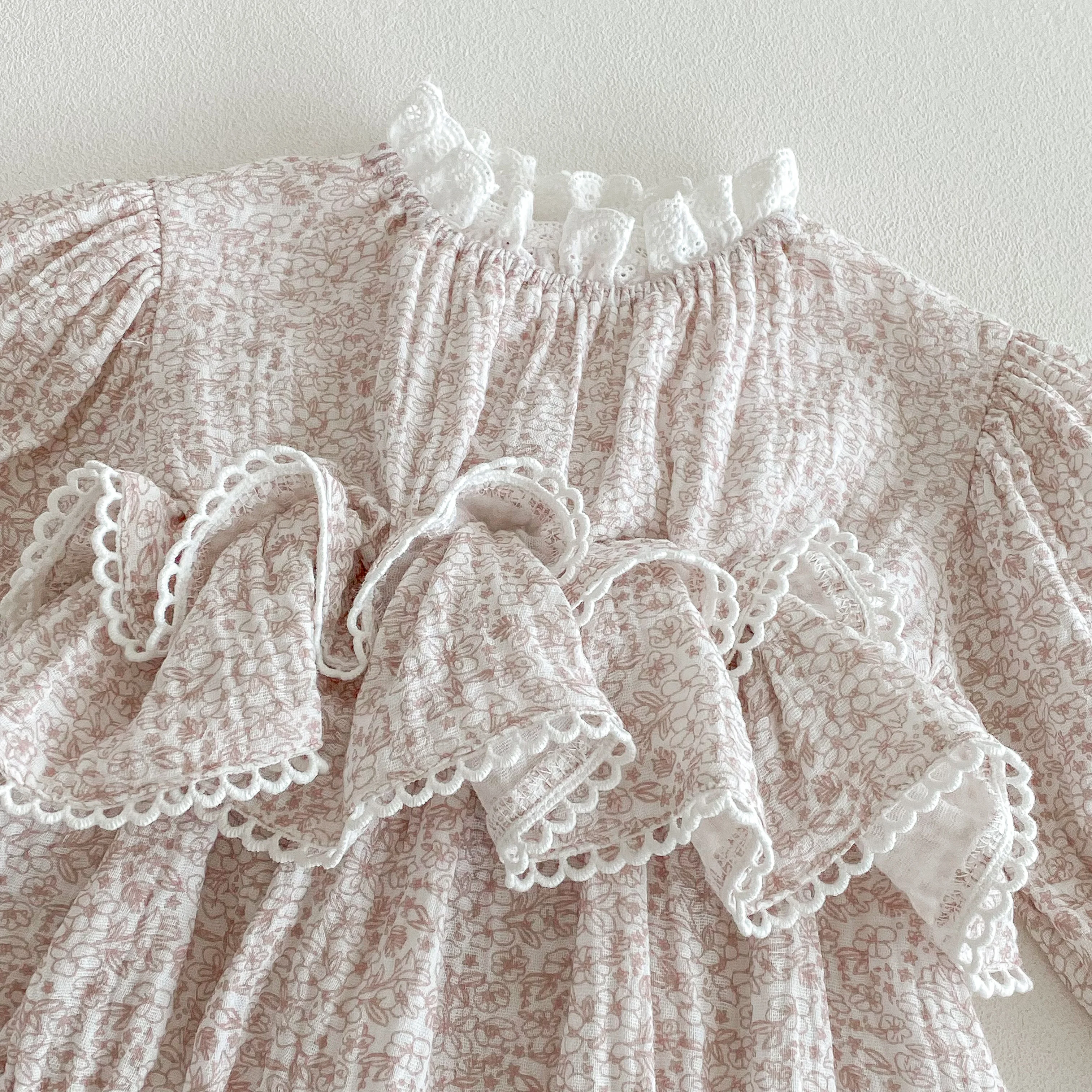 Sweet Newborn Baby Girls Double Layers Lace Romper Cozy Long Sleeve Tulle Baby Tutu Romper Dress for Toddler Girls Clothing 0-2Y