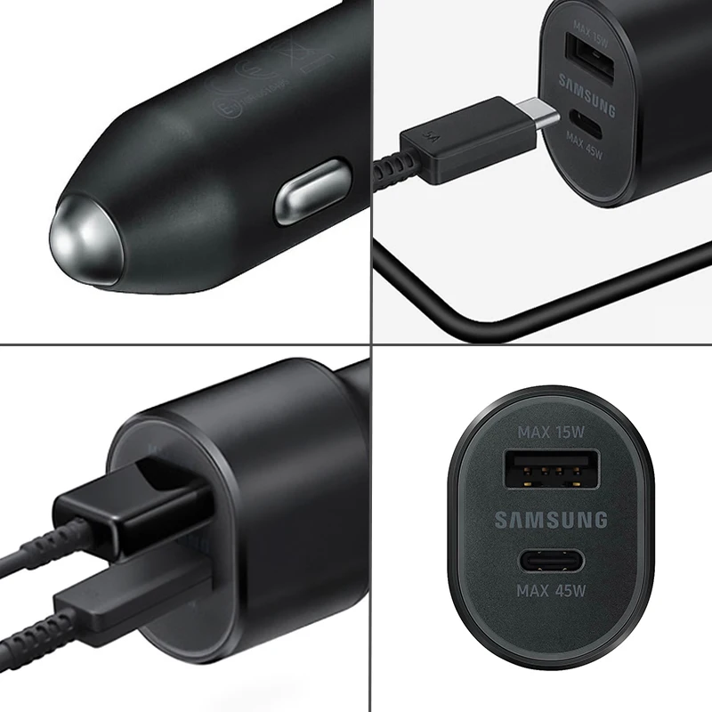 Samsung Dual Usb Car Charger 60w 45w 15w Type C Auto Chargeur Cargador Galaxy A50 A55 S24 S23 S22 Ultra Note 20 10 Z Flip Fold 6
