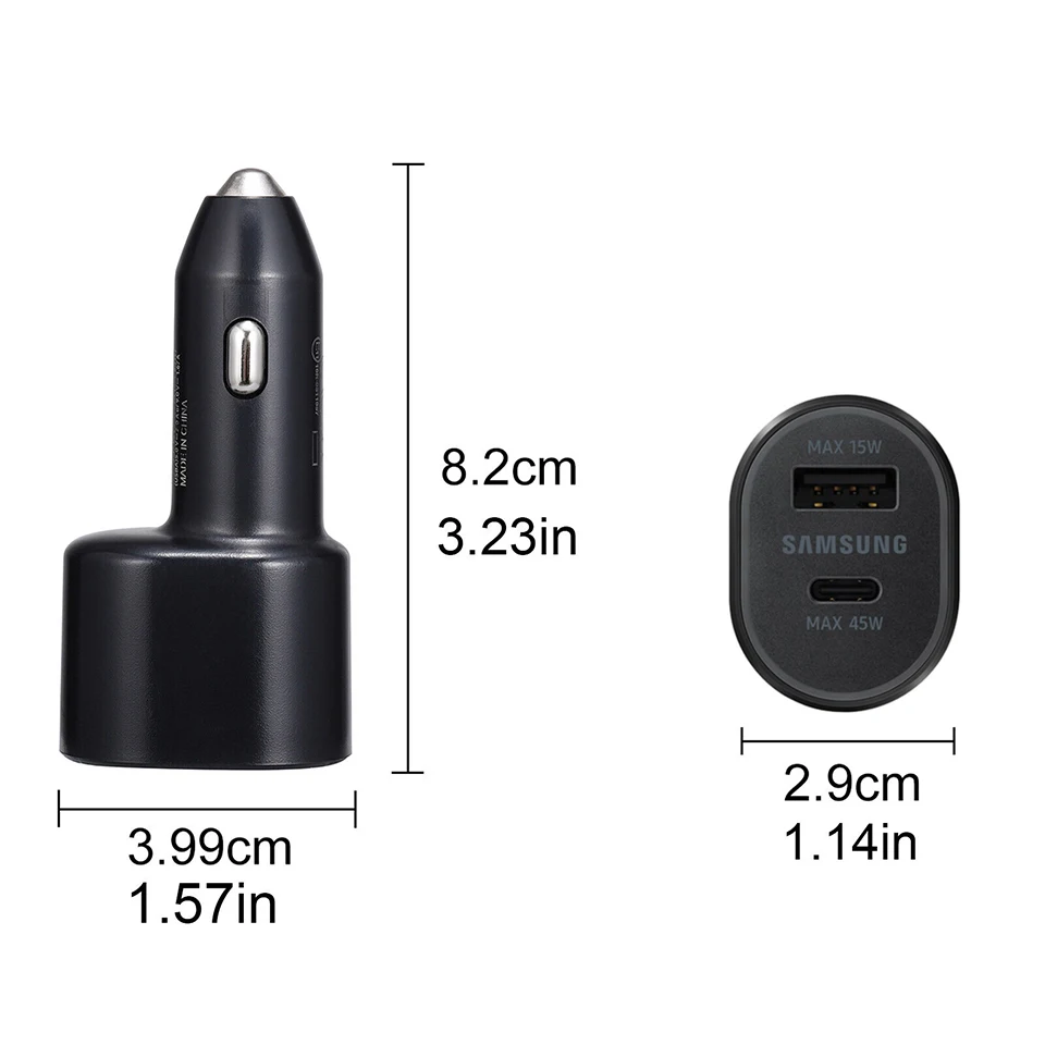 Samsung Dual Usb Car Charger 60w 45w 15w Type C Auto Chargeur Cargador Galaxy A50 A55 S24 S23 S22 Ultra Note 20 10 Z Flip Fold 6
