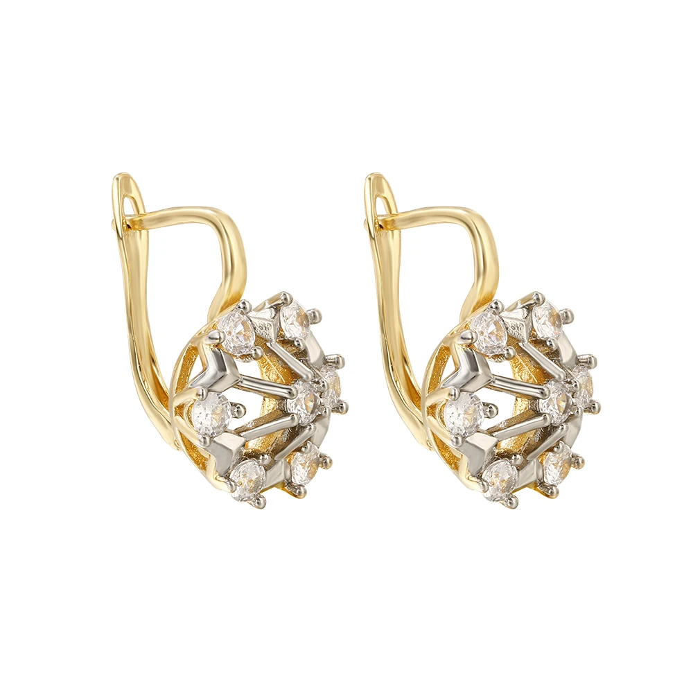 Inlays with hollow design earrings, earrings, copper plated 14K gold fashion jewelry ladies party wedding banquet set gift