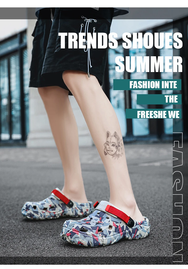 New Men's Clogs Slippers Sandal Male Garden Shoes Flat Camouflage Sandals Male Sneakers Outdoor Flip Flops Home Clogs