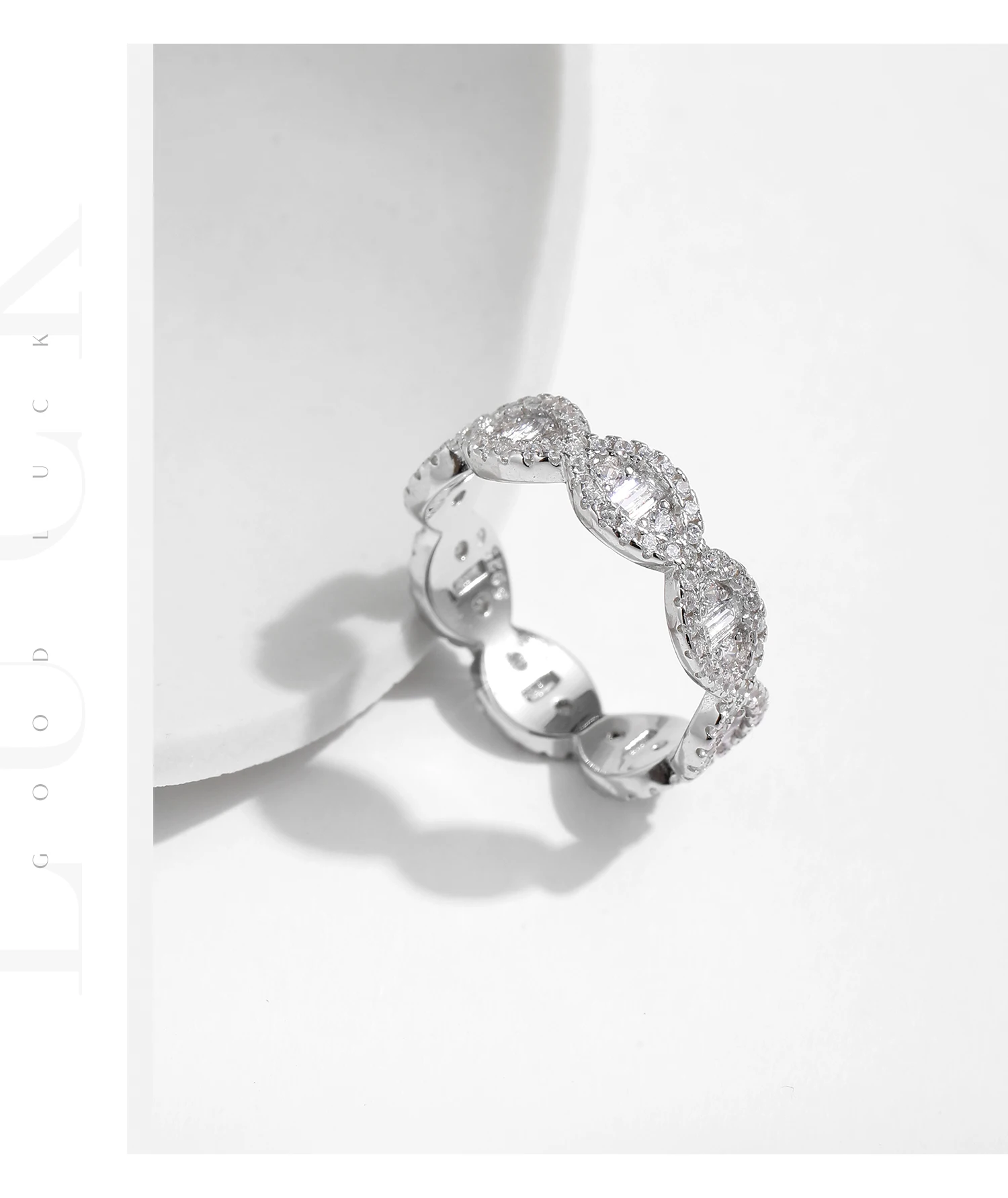 MODIAN 925 Sterling Silver Sparkling Geometric Clear Zirconia Eternity Band Stackable Rings For Women Fine Vacation Jewelry Gift