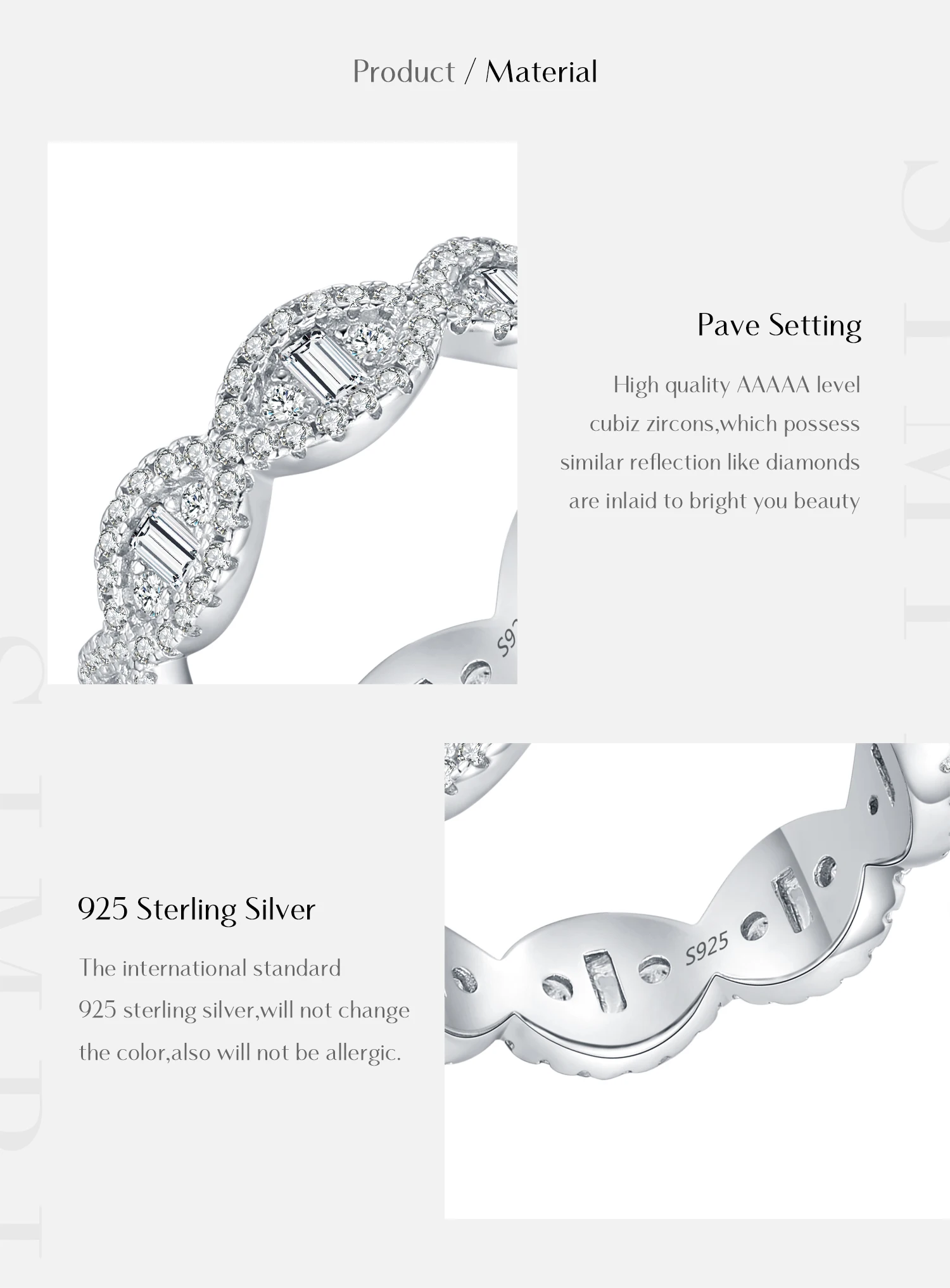MODIAN 925 Sterling Silver Sparkling Geometric Clear Zirconia Eternity Band Stackable Rings For Women Fine Vacation Jewelry Gift