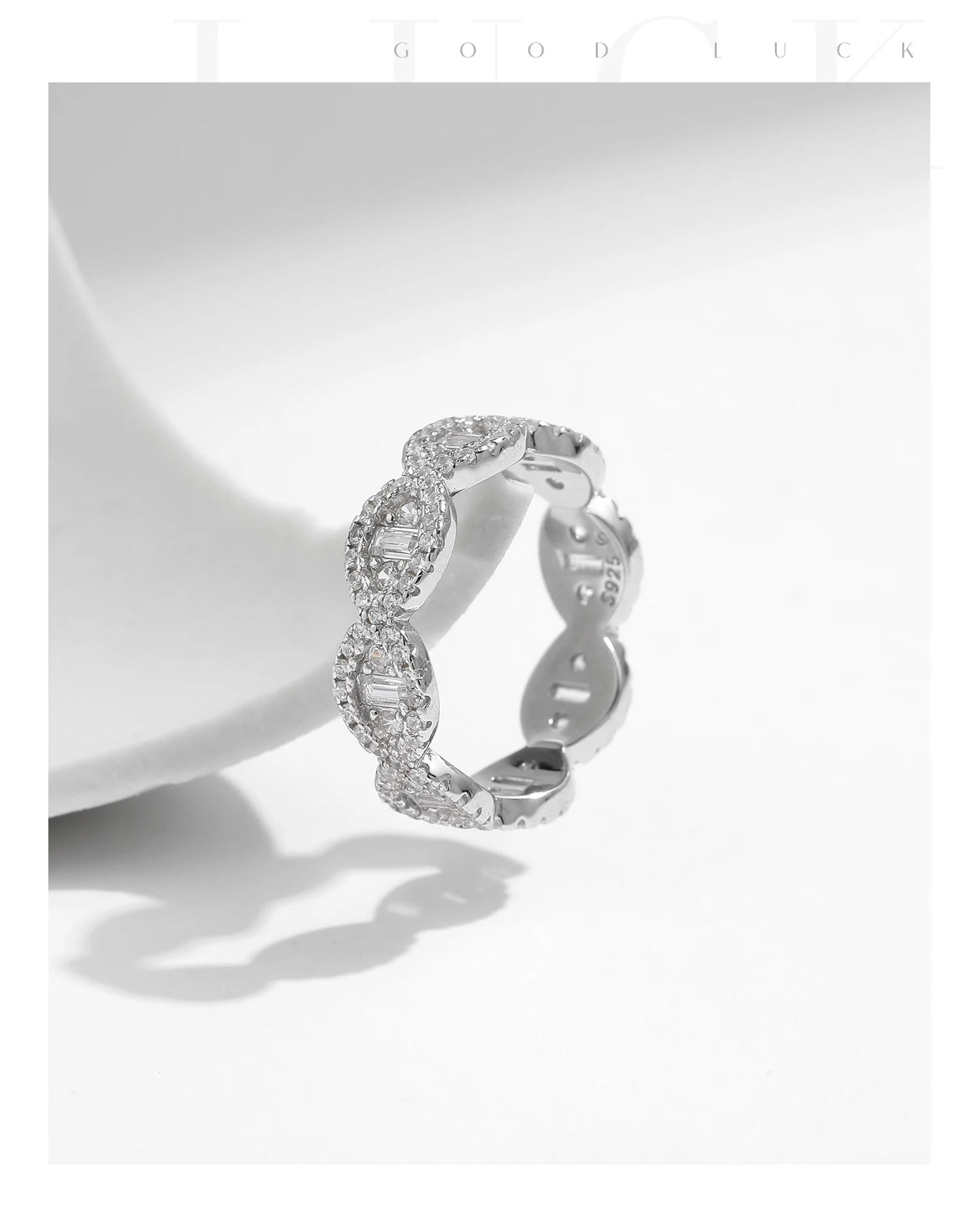 MODIAN 925 Sterling Silver Sparkling Geometric Clear Zirconia Eternity Band Stackable Rings For Women Fine Vacation Jewelry Gift