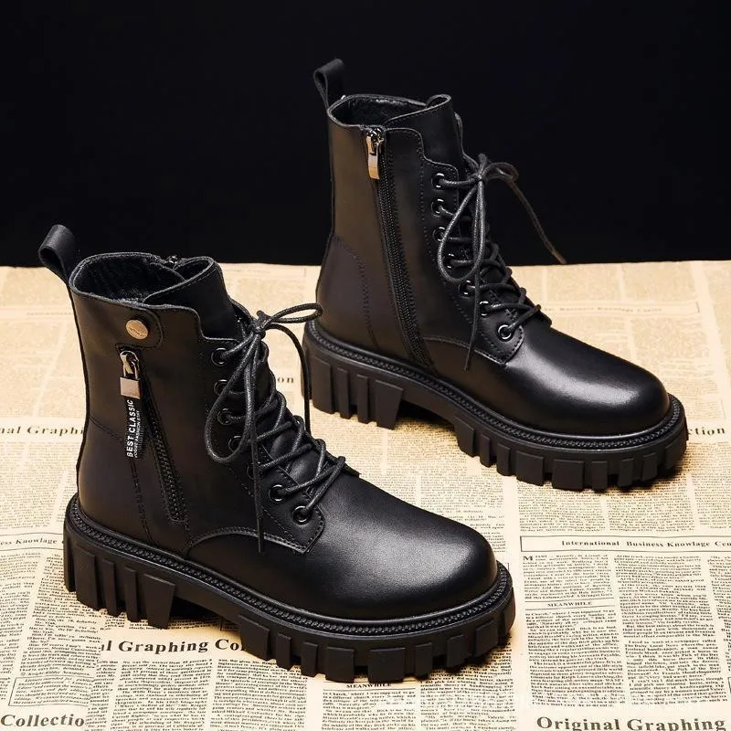 2024 New Boots Ladies Lace-Up Shoes for Women Warm Platform Zipper Ankle Boots Soft Women Shoes Winter Boots Fashion Botas Mujer