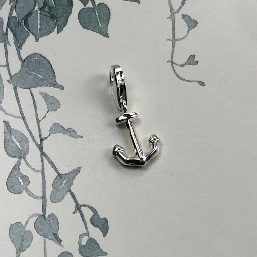 Anchor Dangle Charm Pendant Women Men 925 Sterling Silver Lucky Fashion Jewelry Accessories Party Trendy Gift