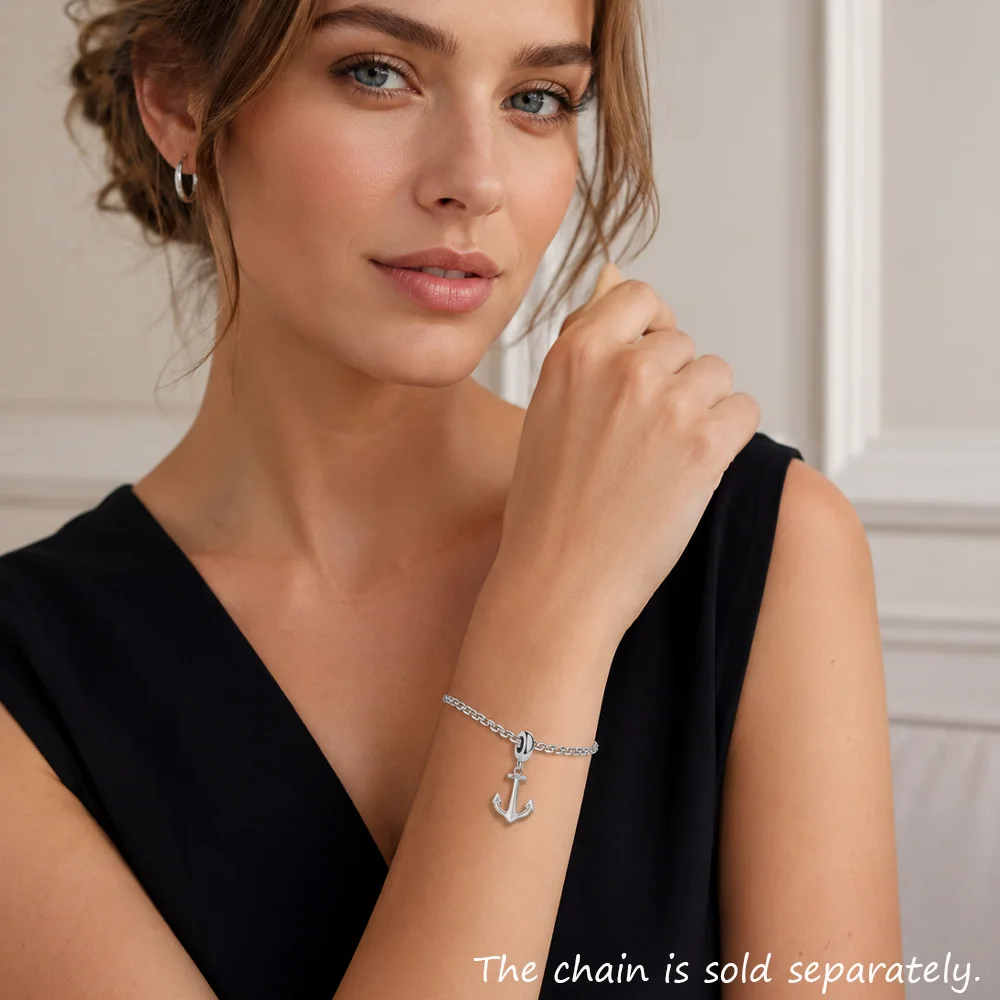 Anchor Dangle Charm Pendant Women Men 925 Sterling Silver Lucky Fashion Jewelry Accessories Party Trendy Gift