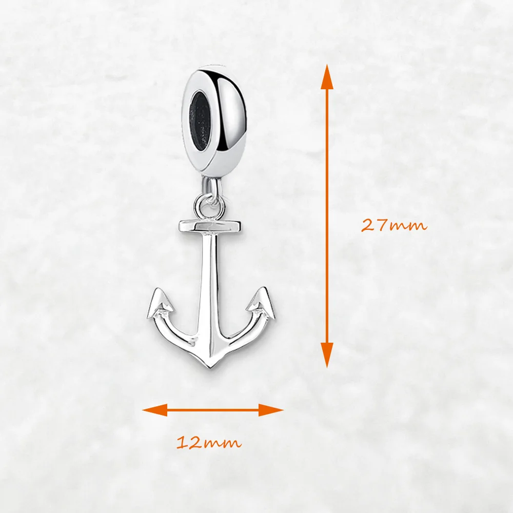 Anchor Dangle Charm Pendant Women Men 925 Sterling Silver Lucky Fashion Jewelry Accessories Party Trendy Gift