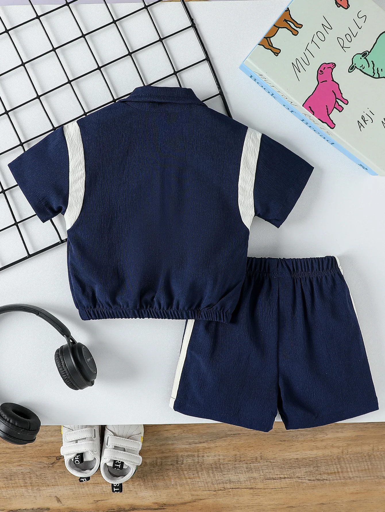 2Pcs Baby Boys Short Sleeve With Zipper Top & Pants Set Summer Outdoor Sports Clothes For 1-3Y Casual