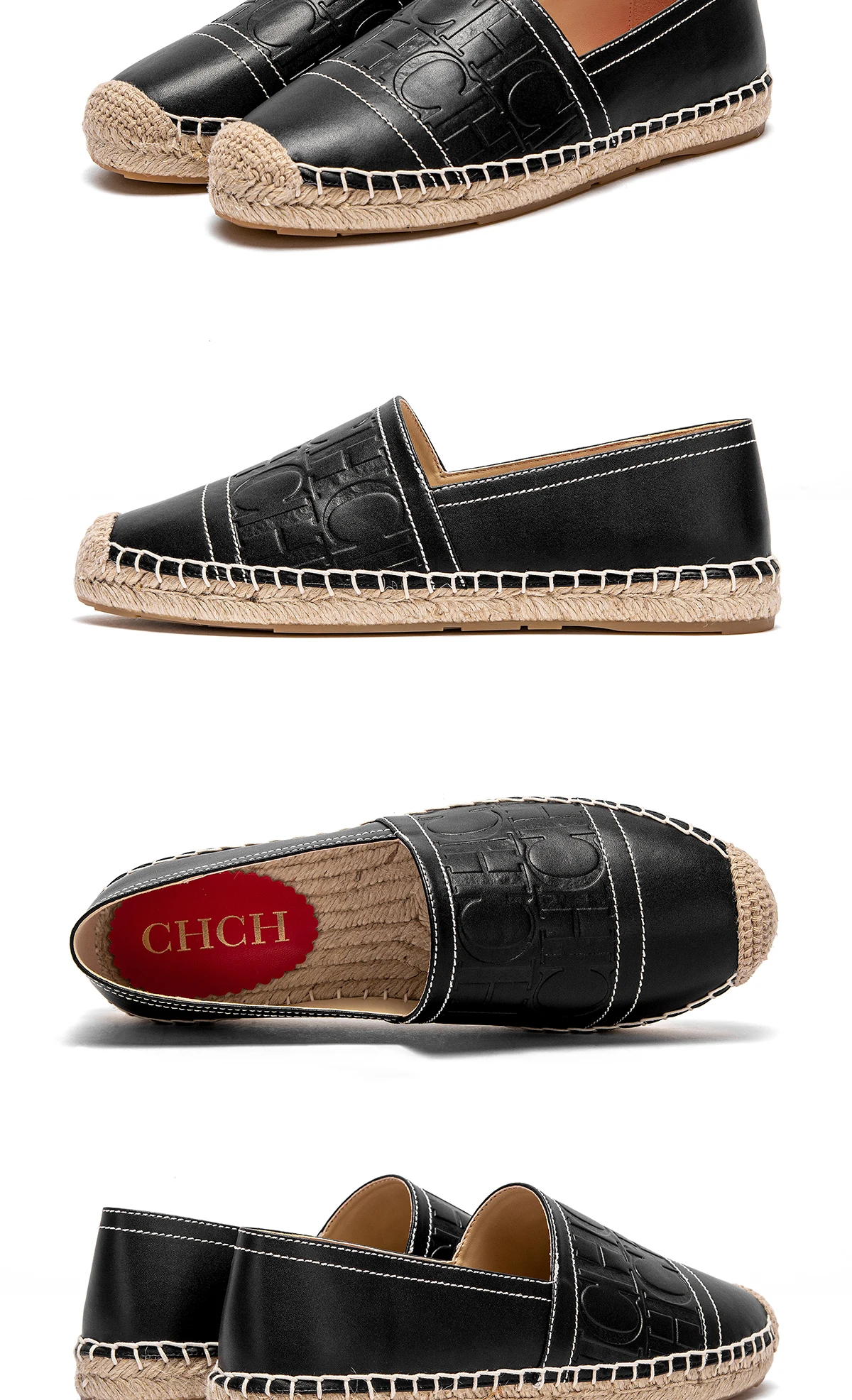 CHCH Women's Beach Shoes 2025 New Anti slip Handmade Hemp Bottom Flat Shoes Mommy Gift Casual Shoes