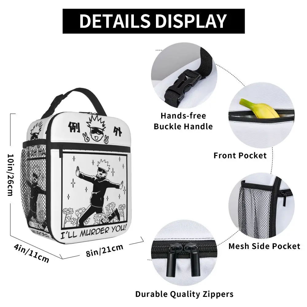 Gojo Satoru Accessories Insulated Lunch Bag For School Food Container Reusable Thermal Cooler Lunch Box