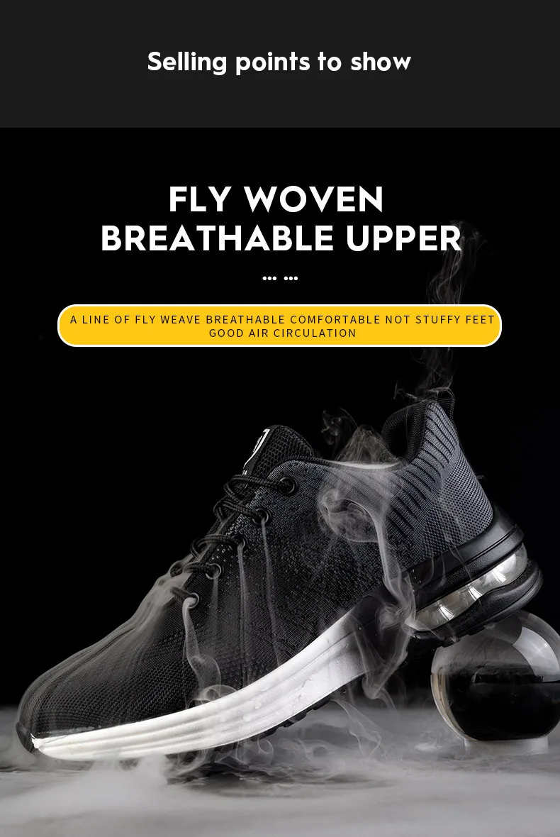 Lightweight Safety Shoes Women Men Air Cushion Work Sneakers Steel Toe Shoes Construction Safety Boots Anti-smash Work Shoes