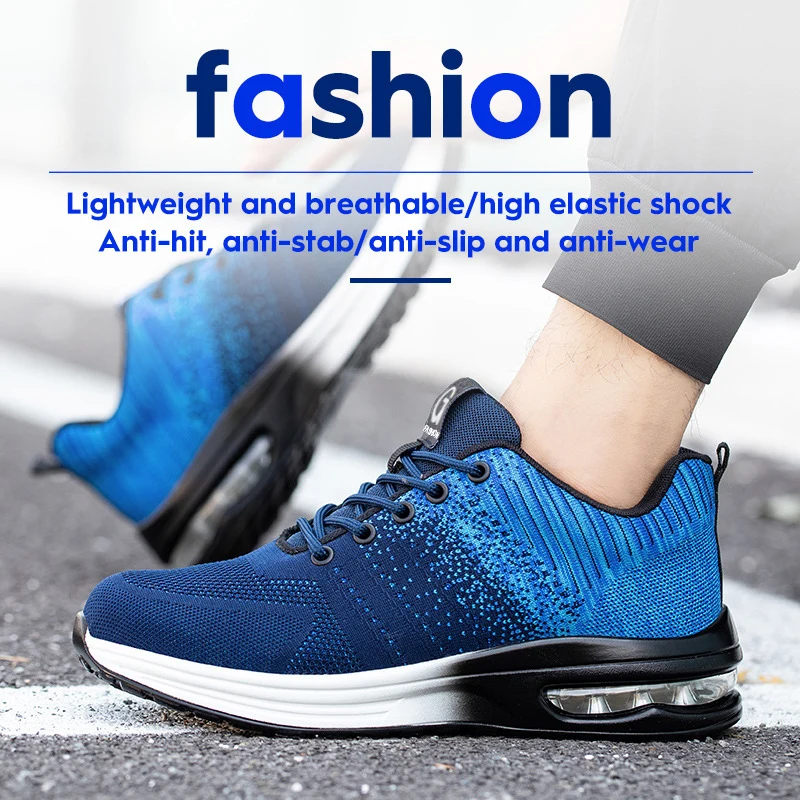 Lightweight Safety Shoes Women Men Air Cushion Work Sneakers Steel Toe Shoes Construction Safety Boots Anti-smash Work Shoes