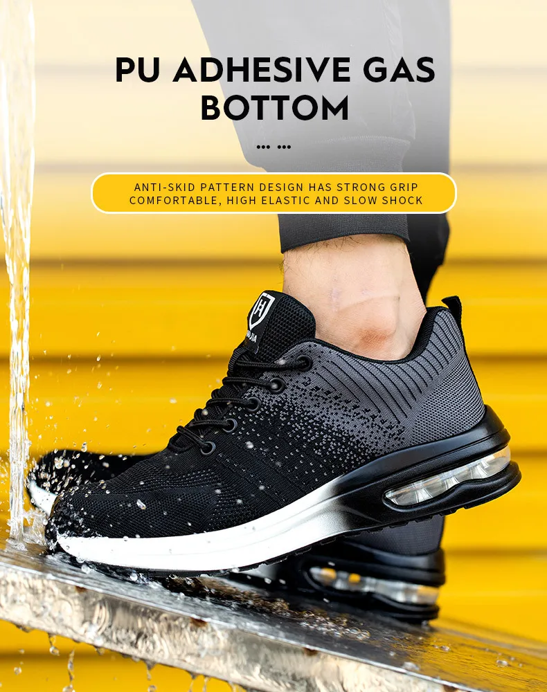 Lightweight Safety Shoes Women Men Air Cushion Work Sneakers Steel Toe Shoes Construction Safety Boots Anti-smash Work Shoes