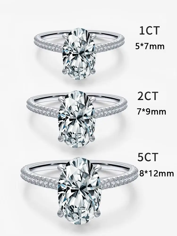 925 Sterling Silver Zirconia Gorgeous Shiny 1-5CT Oval Stone Ring For Women Engagement Wedding Luxury High Quality Fine Jewelry