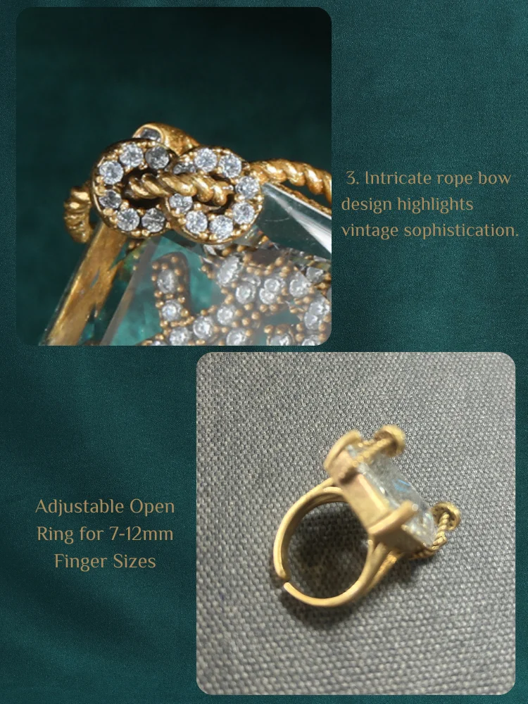 Vintage Luxury 18K Gold-Plated Natural Crystal Claw-Set Decorative Ring for Women - Fashionable Personal Gift