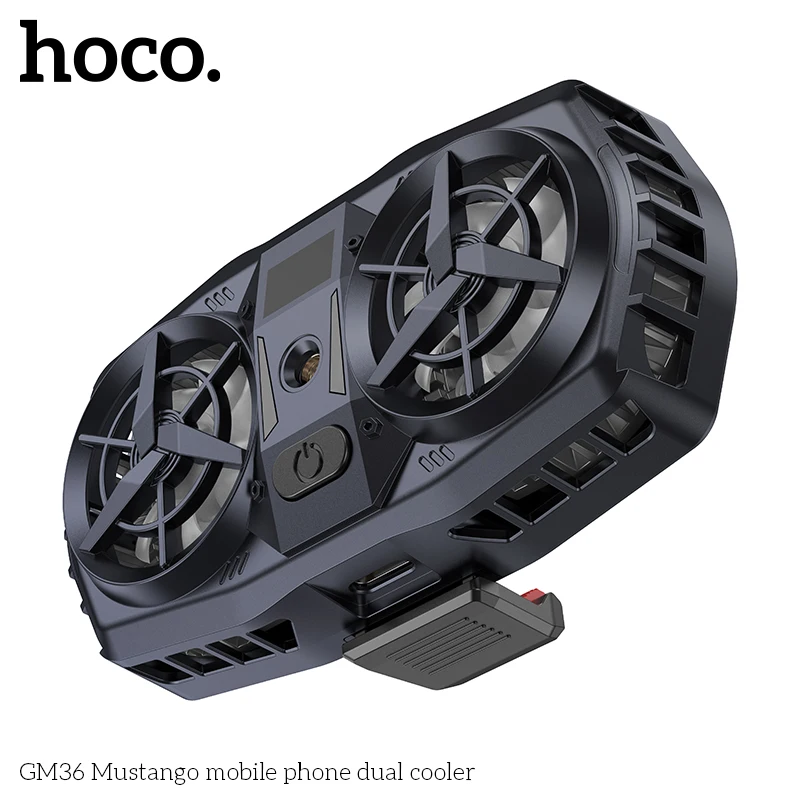 HOCO GM36 Dual Fan For Phone Ice Cooling Universal Mobile Phone Cooler Long Lasting Stronger Cooling Air Fan Digital Display