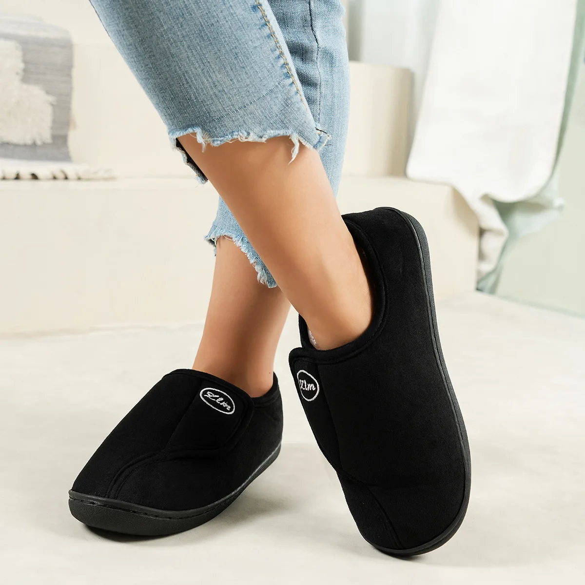 Litfun Winter Warm Cotton Slippers For Women Men Outdoor Anti-slip Faux Fur Cotton Shoes Indoor Soft Cozy Plush Flat House Shoes