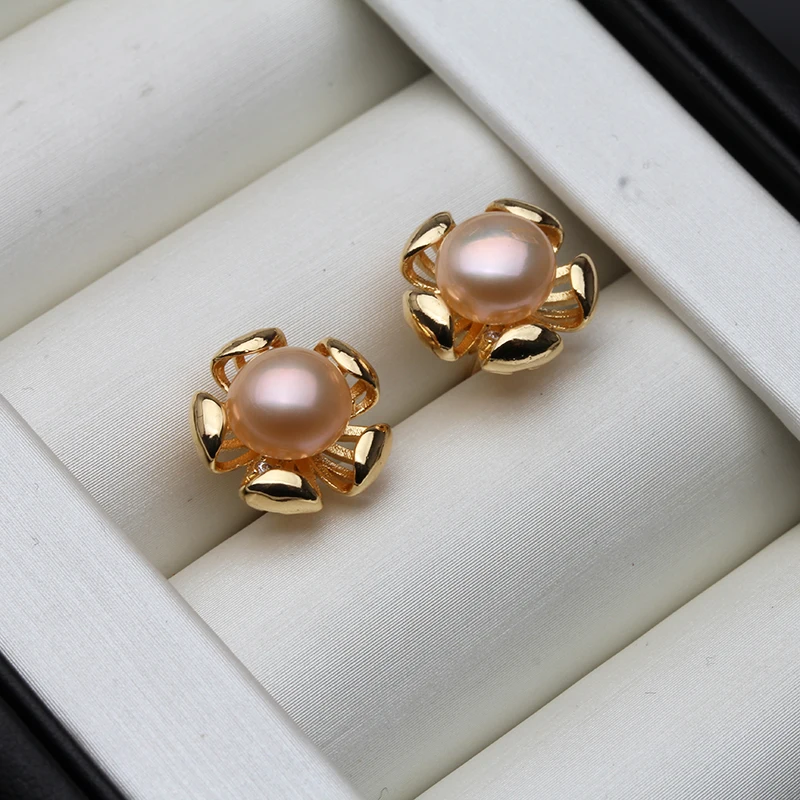 Real Cultured Freshwater Pearl Earring 925 Silver,Wedding Cute Black Pearl Stud Earrings Wife Girl Birthday