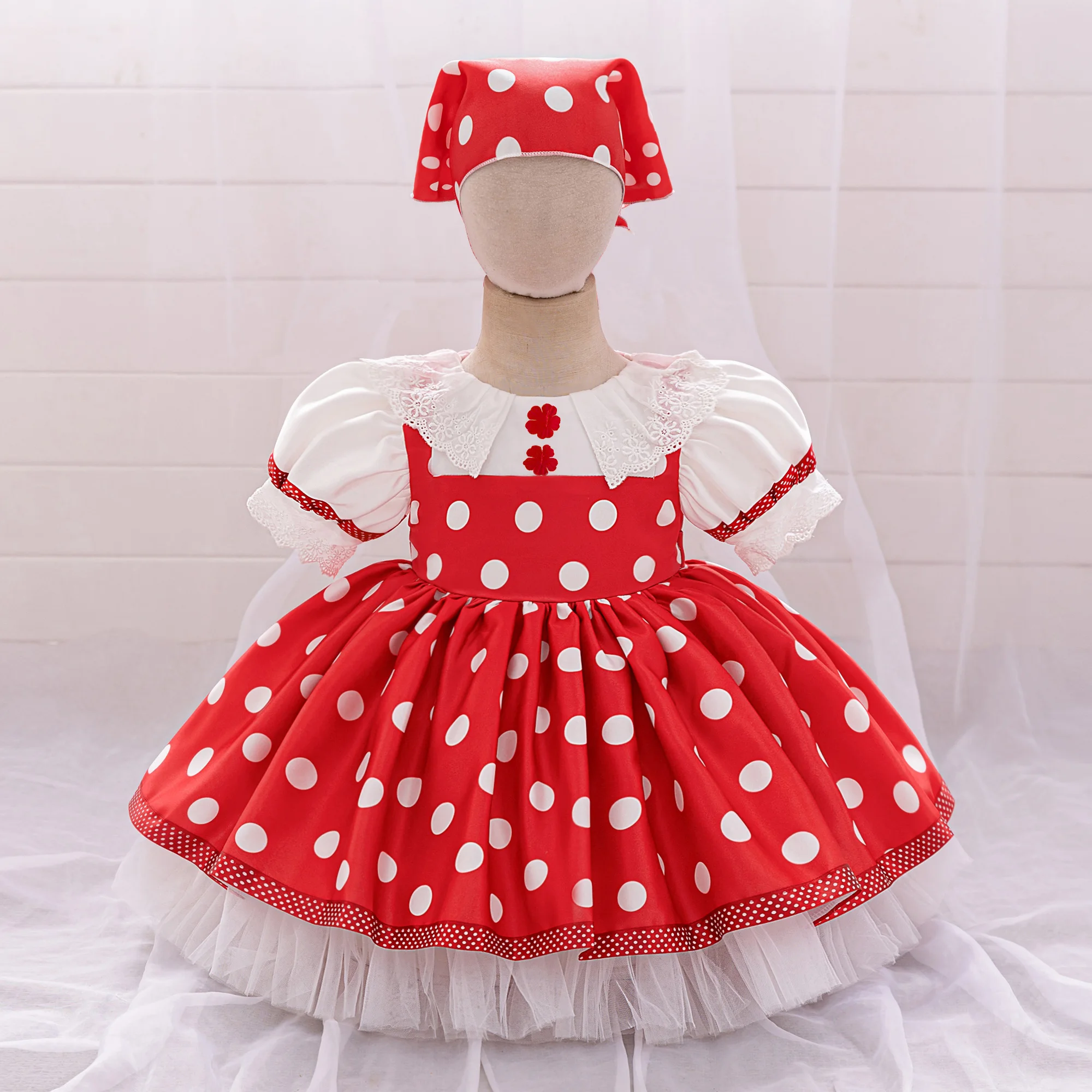 Masha and Bear Maid Costume for Baby Girls Lolita Christmas Costumes 1st Birthday Party Princess Dresss Bow Wedding Kids Clothes