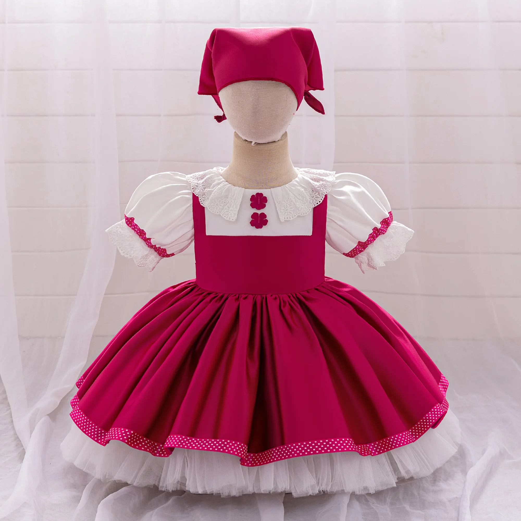 Masha and Bear Maid Costume for Baby Girls Lolita Christmas Costumes 1st Birthday Party Princess Dresss Bow Wedding Kids Clothes