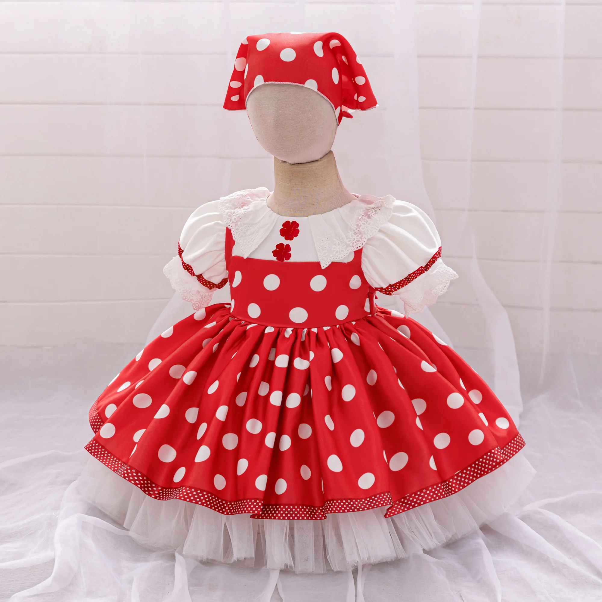 Masha and Bear Maid Costume for Baby Girls Lolita Christmas Costumes 1st Birthday Party Princess Dresss Bow Wedding Kids Clothes