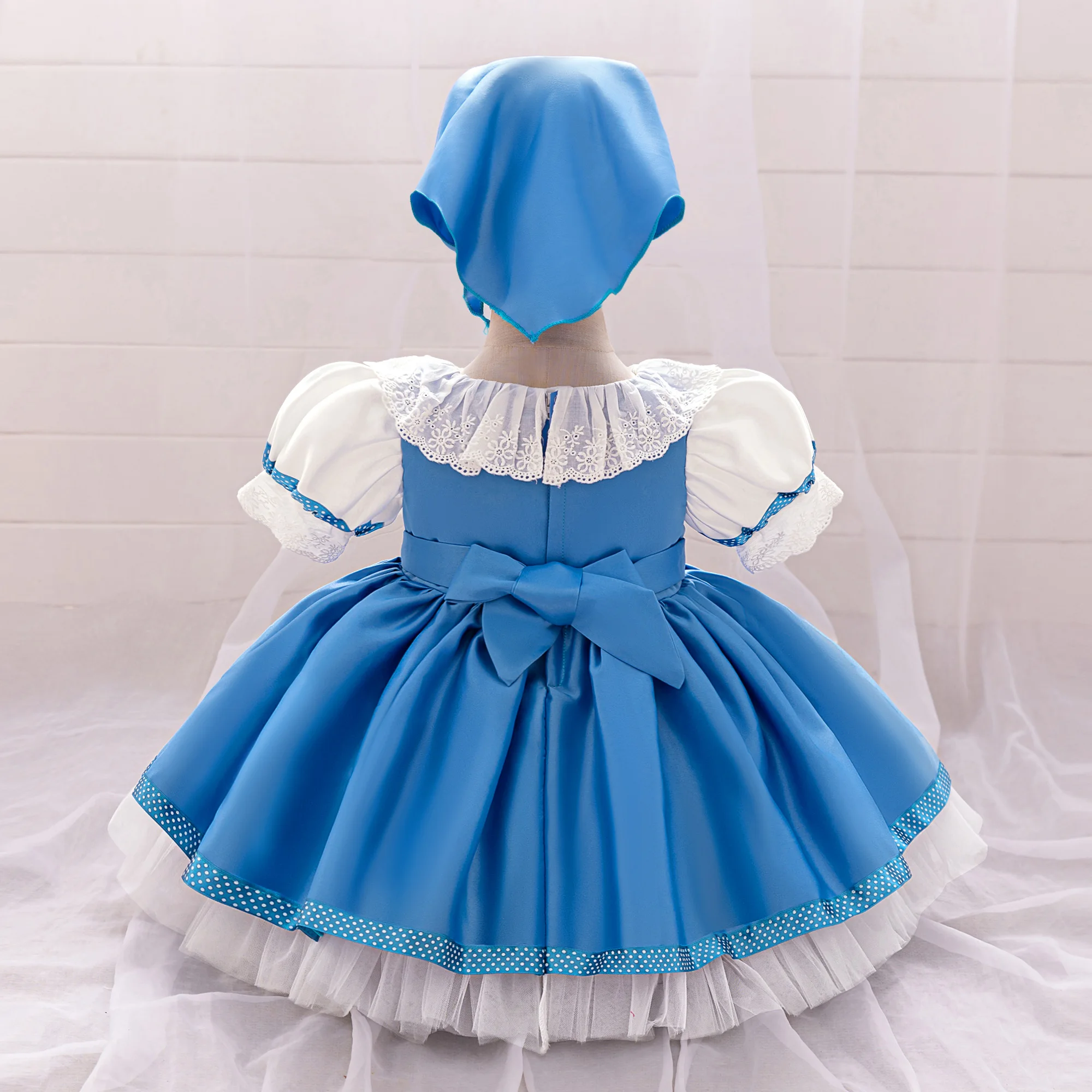 Masha and Bear Maid Costume for Baby Girls Lolita Christmas Costumes 1st Birthday Party Princess Dresss Bow Wedding Kids Clothes