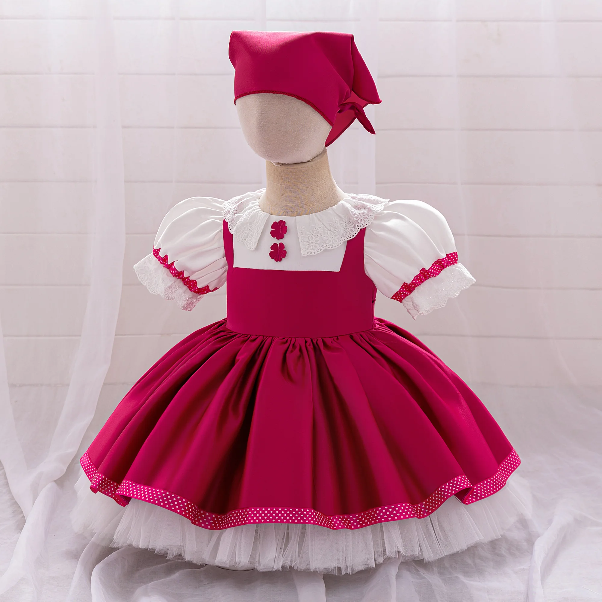 Masha and Bear Maid Costume for Baby Girls Lolita Christmas Costumes 1st Birthday Party Princess Dresss Bow Wedding Kids Clothes
