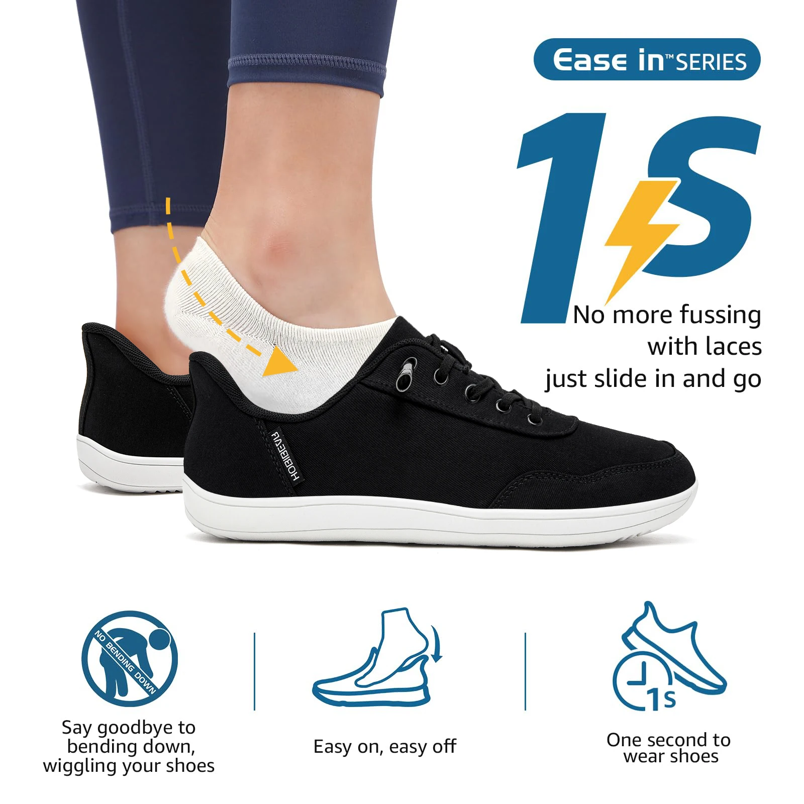 HOBIBEAR Unisex Barefoot Shoes for Men Women Wide Toe Adjustable Slip On Sneakers Minimalist Lightweight Walking Shoes