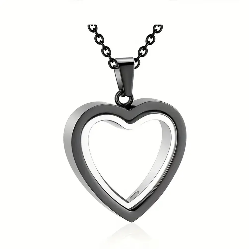 Glass Cremation Jewelry Necklace for Ashes Heart Memorial Lockets for Ashes Stainless Steel Keepsake Urn Ashes Pendants