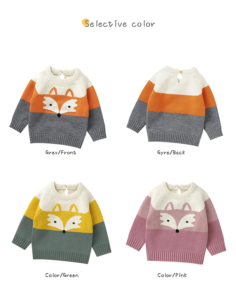 Baby Sweaters Knitted Newborn Kid Clothing Fashion Striped Cute Fox Tops Outerwear Infant Girls Boys Pullover Long Sleeve Autumn