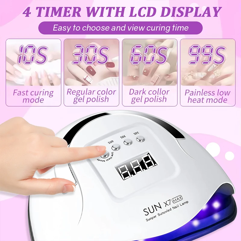 DianaBeauty UV LED Nail Lamp 180W Manicure Lamp for Curing All Nail Gel 57 LEDs Quick-drying Nail Dryer with4 Timers Nail Art