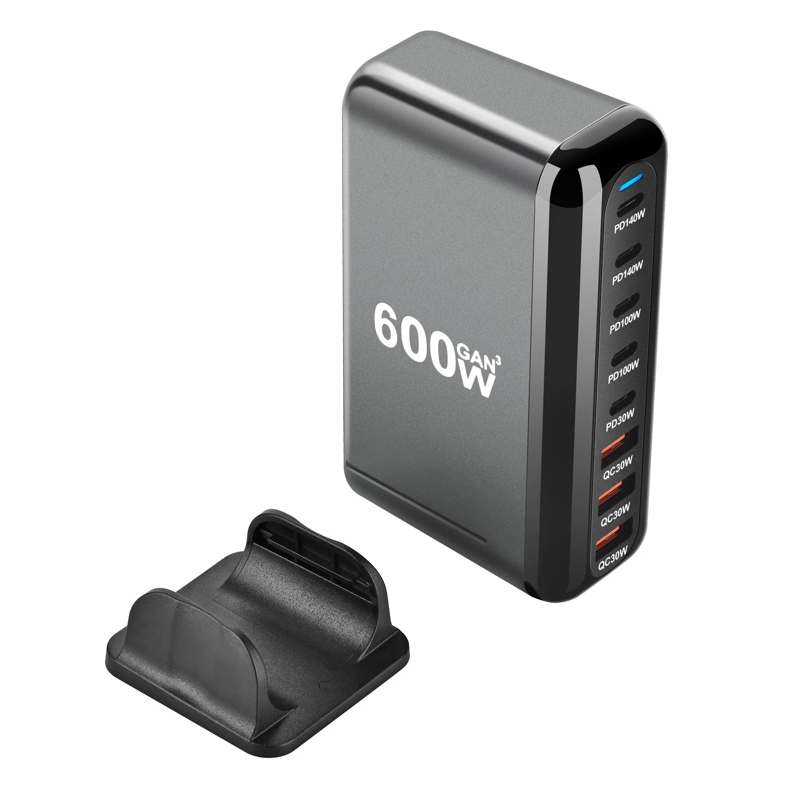 New 600W GaN Fast Charge 3.0 USB Type C Fast Charger with 8 Ports, 5C3A PD Charger for Phones and Tablets, Portable Design