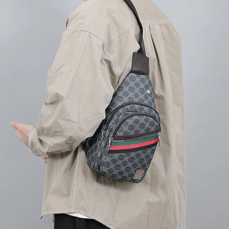Men's Multifunction Messenger Bag Shoulder Cloth Chest Bags Crossbody Casual Handbag with Earphone Hole