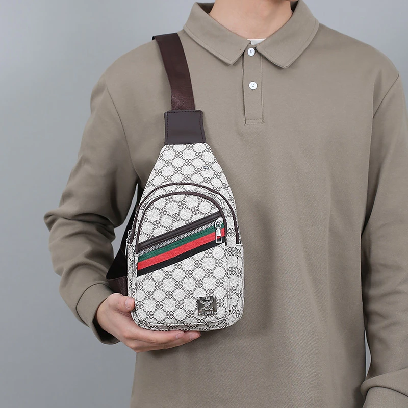 Men's Multifunction Messenger Bag Shoulder Cloth Chest Bags Crossbody Casual Handbag with Earphone Hole