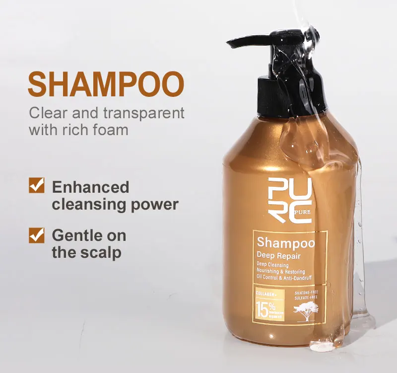 PURC Repair Damaged Hair Treatment Morocco Argan Oil Amino Acid Keratin Smoothing Sulfate-Free Shampoo Conditioner Set Hair Car