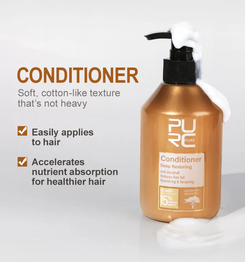 PURC Repair Damaged Hair Treatment Morocco Argan Oil Amino Acid Keratin Smoothing Sulfate-Free Shampoo Conditioner Set Hair Car