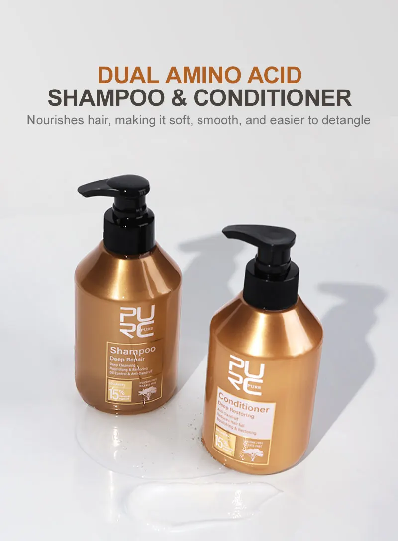 PURC Repair Damaged Hair Treatment Morocco Argan Oil Amino Acid Keratin Smoothing Sulfate-Free Shampoo Conditioner Set Hair Car