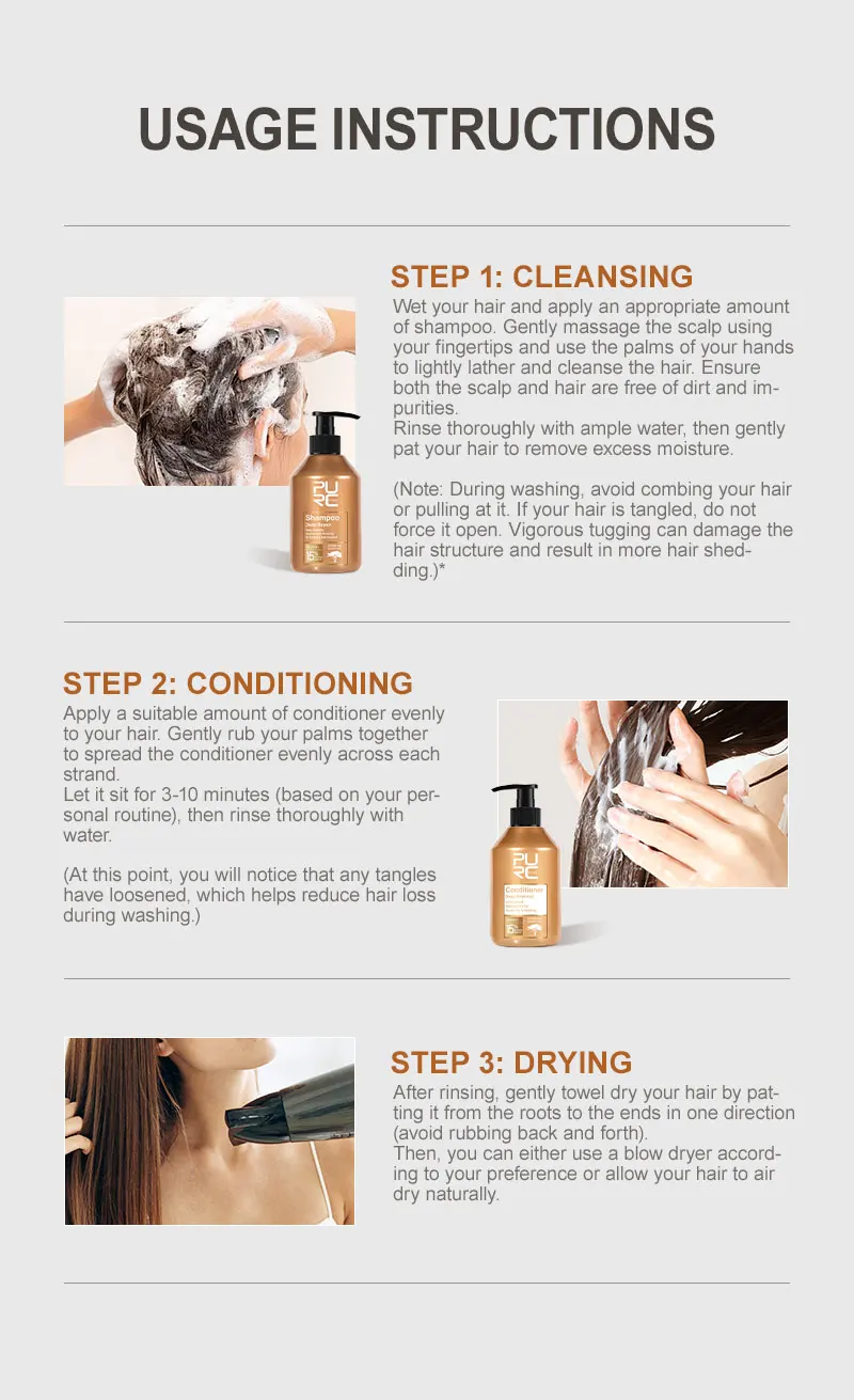 PURC Repair Damaged Hair Treatment Morocco Argan Oil Amino Acid Keratin Smoothing Sulfate-Free Shampoo Conditioner Set Hair Car