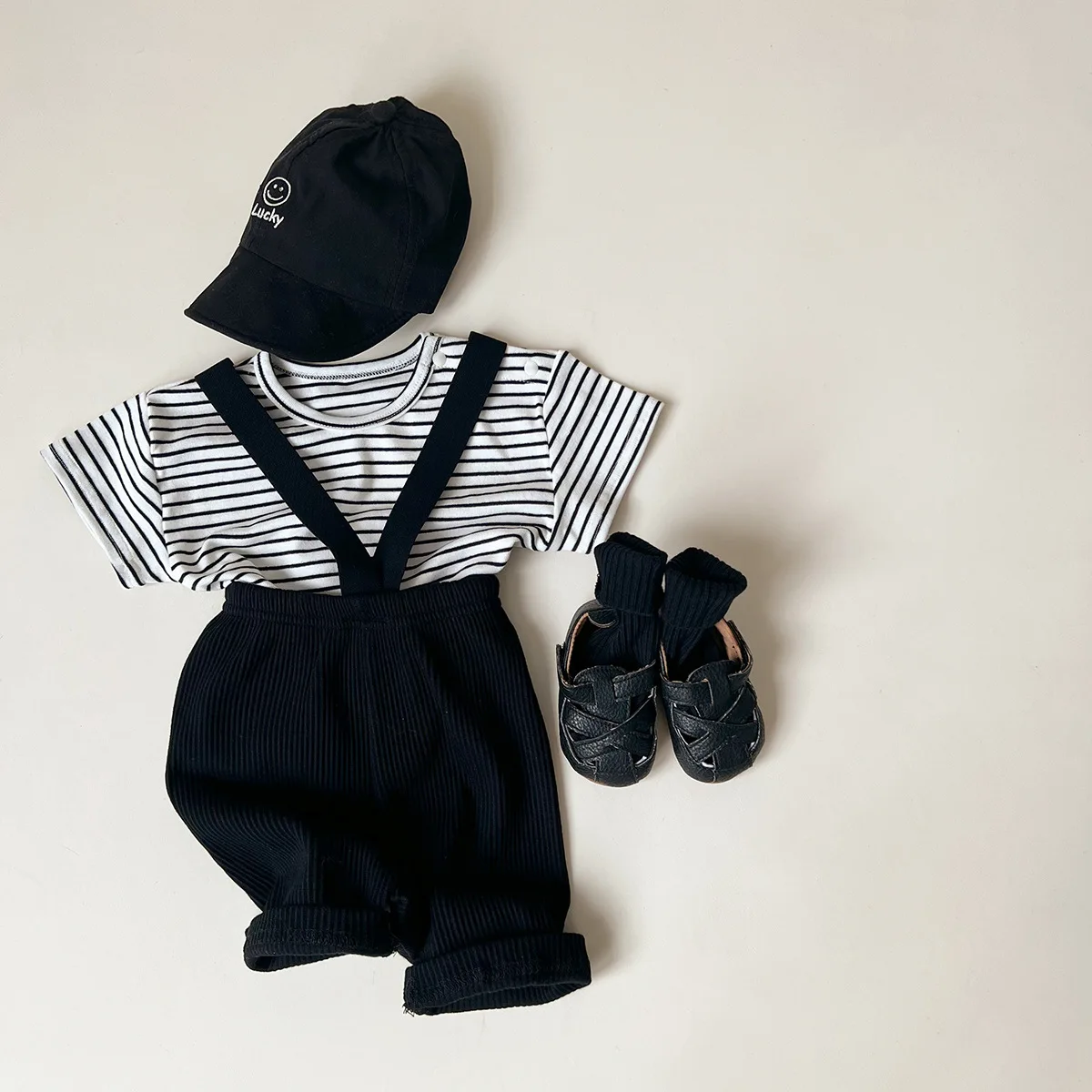 Summer Korean UNITIM Baby Boys 2PCS Clothes Set Cotton Short Sleeve T-shirts Strap Thin Shorts Suit Infant Boys Outfits