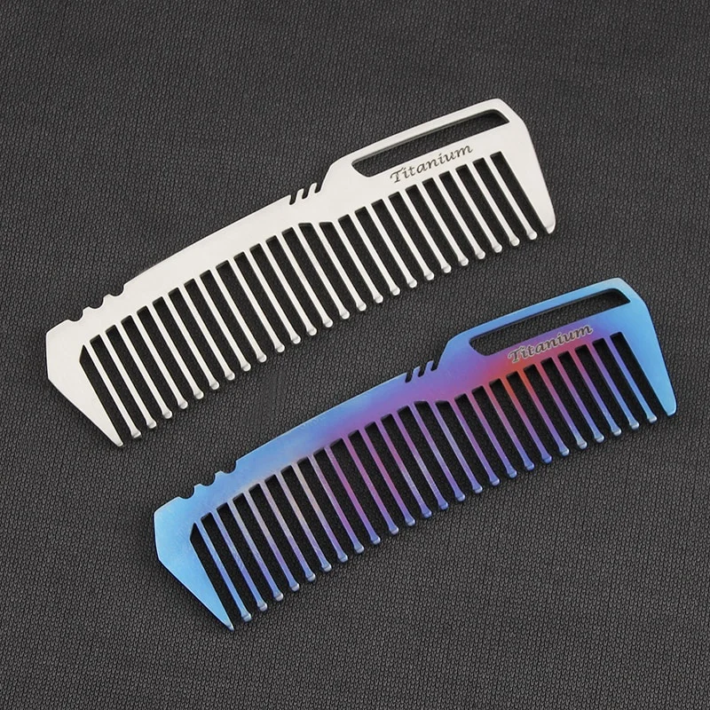 1/2Pcs Mini Portable Titanium Alloy Hair Comb EDC Super Light Titanium Comb for Outdoor Small Accessories Barber Accessories