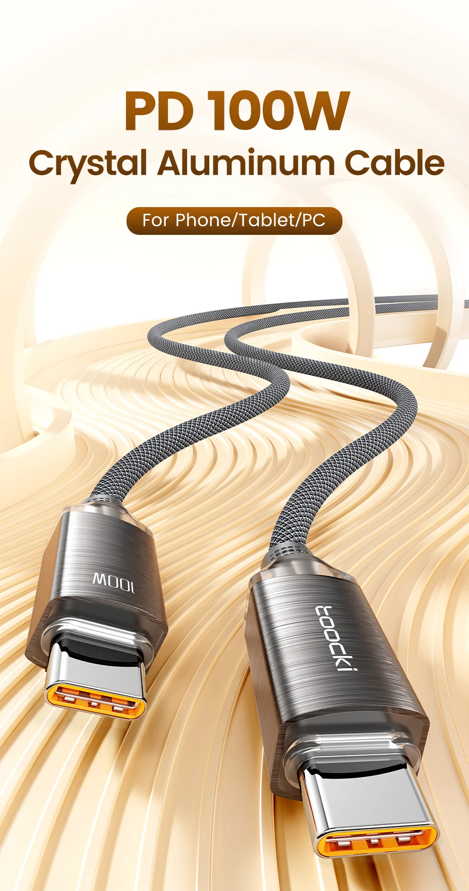 Toocki 100W/60W USB C Cable for Vivo OPPO Xiaomi Multi-color QC4.0 Fast Charging Charger Type C Cable for iPhone 16 15 Pro Max