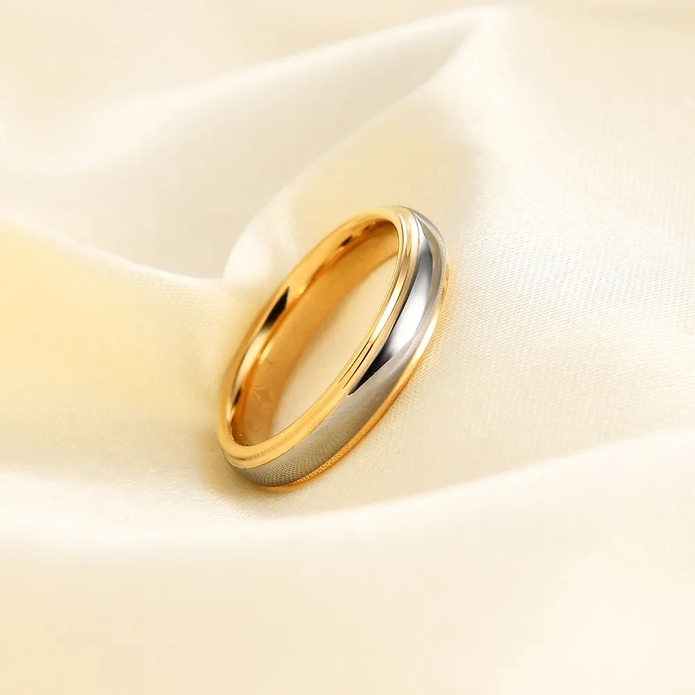 Classic 4/6mm Tungsten Men Ring Bilateral Curved Rose Gold Stainless Steel Ring for Women Wedding Band Couples Jewelry Accessory