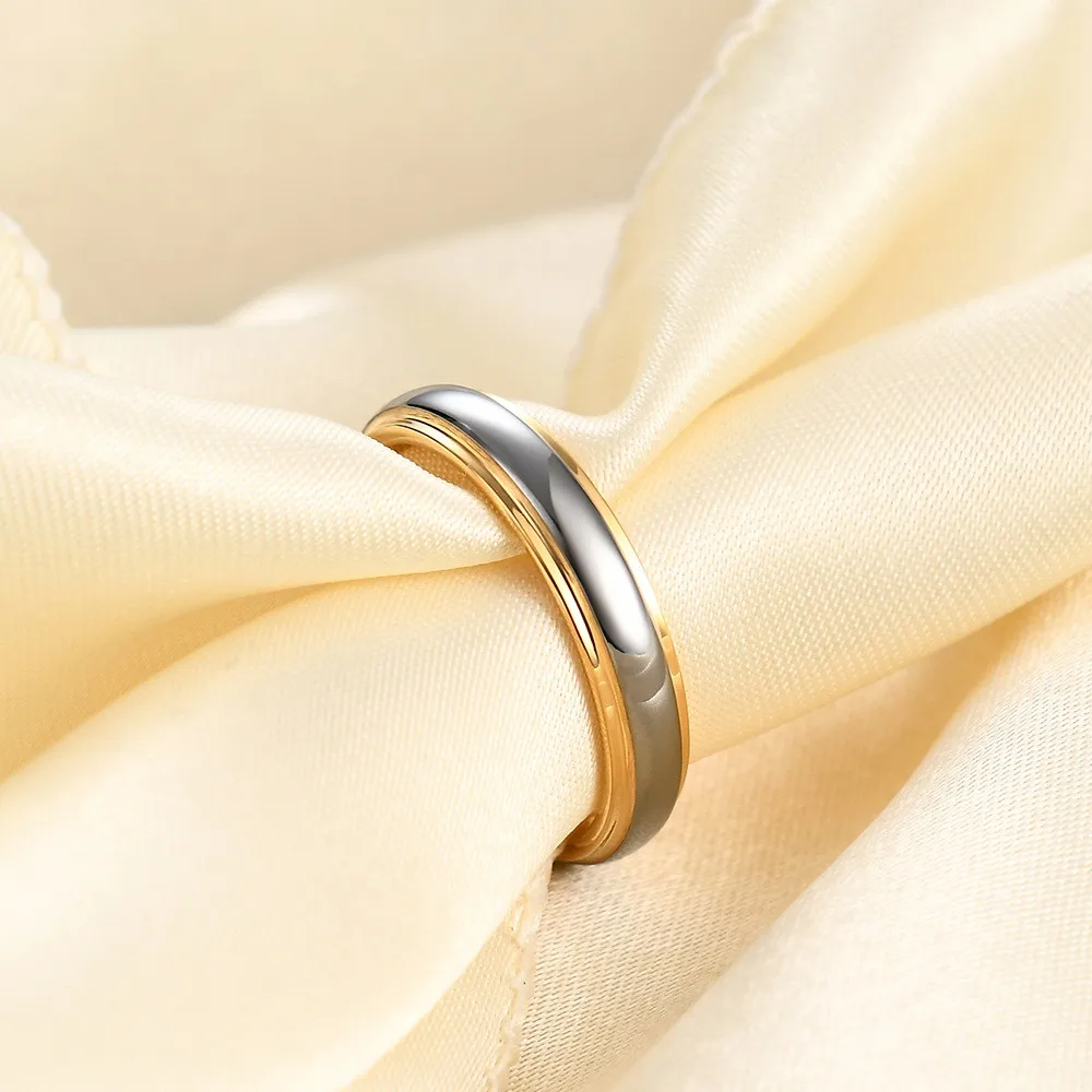 Classic 4/6mm Tungsten Men Ring Bilateral Curved Rose Gold Stainless Steel Ring for Women Wedding Band Couples Jewelry Accessory