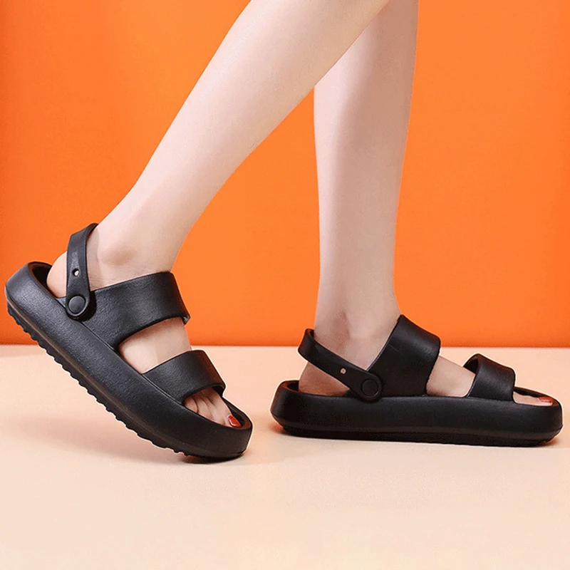 Smile Pop Summer Women Home Slippers With Snaps Outdoor Breathable Casual Sandals Women Non-slip Platform Beach Shoes Women