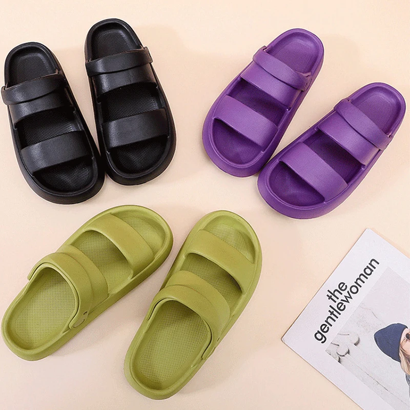 Smile Pop Summer Women Home Slippers With Snaps Outdoor Breathable Casual Sandals Women Non-slip Platform Beach Shoes Women