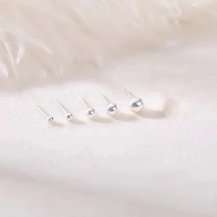 925 Sterling Silver Stud Earrings for Women Sterling Silver Earrings Multiple Piercings 5 Pairs Earrings Set 2mm 3mm 4mm 5mm 6mm
